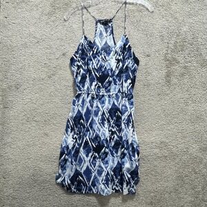 Cotton ON Dress Women's Small Blue Geometric Fit & Flare Halter Back Spaghetti